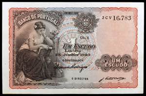 Portugal. 1920. Banco de Portugal. 1 escudo. ... 