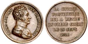 Francia. 1820. Luis XVIII. Al duque de ... 