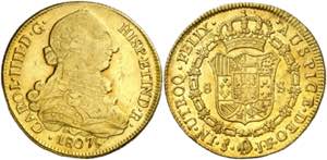 1807. Carlos IV. Santiago. JF. 8 escudos. ... 