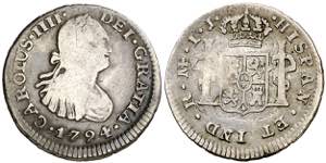 1794. Carlos IV. Lima. IJ. 1/2 de real. (AC. ... 
