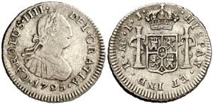 1795. Carlos IV. Lima. IJ. 1/2 de real. (AC. ... 