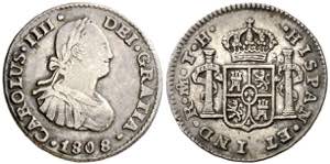 1808. Carlos IV. México. TH. 1/2 real. (AC. ... 