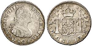 1805. Carlos IV. Potosí. PJ. 1/2 real. (AC. ... 
