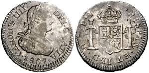 1807. Carlos IV. Potosí. PJ. 1/2 real. (AC. ... 