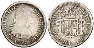 1793. Carlos IV. Santiago. DA. 1/2 real. ... 