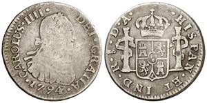 1794. Carlos IV. Santiago. DA. 1/2 real. ... 