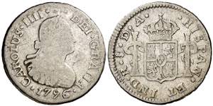 1796. Carlos IV. Santiago. DA. 1/2 real. ... 