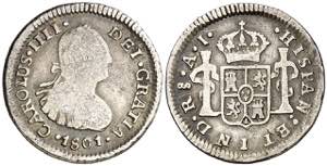 1801. Carlos IV. Santiago. AJ. 1/2 real. ... 