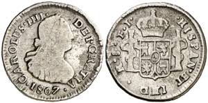 1807. Carlos IV. Santiago. FJ. 1/2 real. ... 