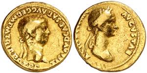 (51 d.C.). Claudio y Agripina hija. Áureo. ... 