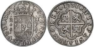 1731. Felipe V. Sevilla. PA. 2 reales. (AC. ... 
