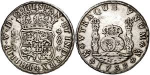 1739. Felipe V. México. MF. 8 reales. (AC. ... 