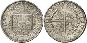 1735. Felipe V. Sevilla. AP. 8 reales. (AC. ... 