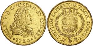 1730/29. Felipe V. Madrid. JJ. 8 escudos. ... 