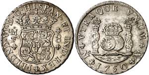 1750. Fernando VI.  México. MF. 8 reales. ... 