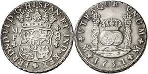 1751. Fernando VI. México. MF. 8 reales. ... 