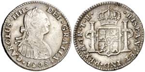 1808/7. Carlos IV. México. TH. 1 real. (AC. ... 