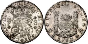 1763. Carlos III. México. MF. 8 reales. ... 