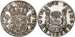 1766. Carlos III. México. MF. 8 reales. ... 