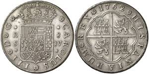 1762. Carlos III. Sevilla. JV. 8 reales. ... 