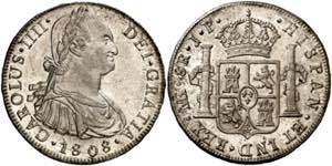 1808. Carlos IV.  Lima. JP. 8 reales. (AC. ... 