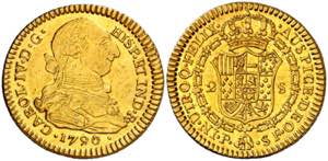 1790/89. Carlos IV. Popayán. SF. 2 escudos. ... 