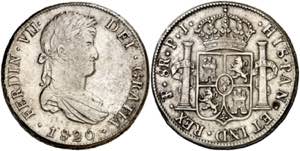 1820. Fernando VII. Potosí. PJ. 8 reales. ... 