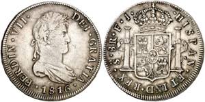 1816. Fernando VII. Santiago. FJ. 8 reales. ... 