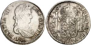 1816. Fernando VII. Zacatecas. AG. 8 reales. ... 