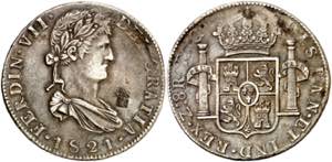 1821. Fernando VII. Zacatecas. RG. 8 reales. ... 
