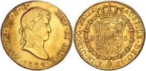 1824. Fernando VII. Potosí. PJ. 8 escudos. ... 