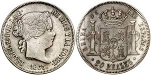 1863/53. Isabel II. Sevilla. 20 reales. (AC. ... 