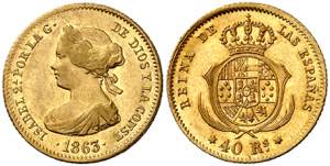 1863. Isabel II. Madrid. 40 reales. (AC. ... 