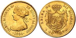 1864. Isabel II. Madrid. 40 reales. (AC. ... 