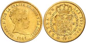1845. Isabel II. Madrid. CL. 80 reales. (AC. ... 
