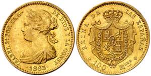 1863. Isabel II. Madrid. 100 reales. (AC. ... 