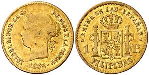 1862. Isabel II. Manila. 1 peso. (AC. 821). ... 