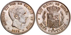 1877. Alfonso XII. OM. 10 céntimos. (AC. ... 