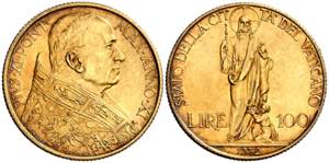 Vaticano. 1932. Pío XI. 100 liras. (Fr. ... 