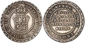 1808. Fernando VII. Jalapa. Medalla de ... 