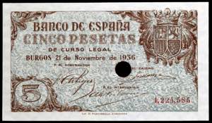 1936. Burgos. 5 pesetas. (Ed. ... 