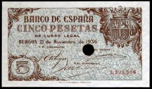1936. Burgos. 5 pesetas. (Ed. ... 