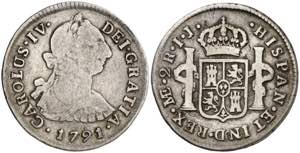 1791. Carlos IV. Lima. IJ. 2 reales. (AC. ... 