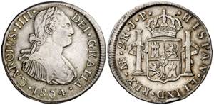 1804. Carlos IV. Lima. JP. 2 reales. (AC. ... 