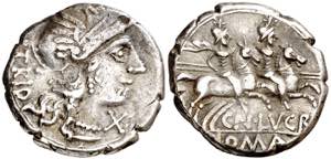 (hacia 136 a.C.). Gens Lucretia. Denario. ... 