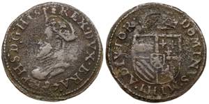 1597. Felipe II. Amberes. 1 liard. (Vanhoudt ... 