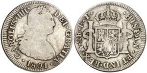 1801. Carlos IV. México. FT/FM. 2 reales. ... 