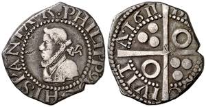1611. Felipe III. Barcelona. 1/2 croat. (AC. ... 