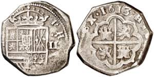 1613. Felipe III. (Segovia). (B). 2 reales. ... 