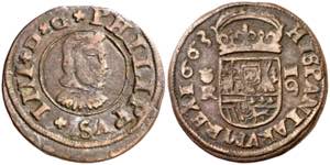1663. Felipe IV. Coruña. R. 16 maravedís. ... 